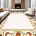 thumbnail image 1 of ODIKA 5'x7' Machine Washable Non-Slip Area Rug, Rococo Shell Cartouche with Asymmetrical Flourishes High Traffic Rug with Pad, Gold, 470543, 1 of 8