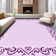thumbnail image 1 of ODIKA 5'x7' Machine Washable Non-Slip Area Rug, Romantic Blossom Petal Motif With Interlocking Flourish Accents High Traffic Rug with Pad, Purple, 631784, 1 of 8
