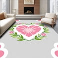 thumbnail image 1 of ODIKA 5'x7' Machine Washable Non-Slip Area Rug, Rosy Petal Motif with Delicate Vine Embellishments High Traffic Rug, Pink, 507252, 1 of 7