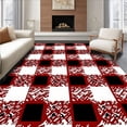 thumbnail image 1 of ODIKA 5'x7' Machine Washable Non-Slip Area Rug, Rustic Cabin Check With Modern Interlocking Grid And Holiday Accents High Traffic Rug with Pad, Red, 615169, 1 of 8
