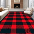 thumbnail image 1 of ODIKA 5'x7' Machine Washable Non-Slip Area Rug, Rustic Cabin Gingham Plaid with Subtle Chevron Accents High Traffic Rug with Pad, Red, 615222, 1 of 8