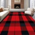 thumbnail image 1 of ODIKA 5'x7' Machine Washable Non-Slip Area Rug, Rustic Cabin Plaid Entryway Doorstep Greeting High Traffic Rug, Red, 622520, 1 of 7