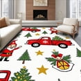 thumbnail image 1 of ODIKA 5'x7' Machine Washable Non-Slip Area Rug, Rustic Christmas Truck and Woodland Gnome High Traffic Rug with Pad, Red, 732842, 1 of 8