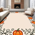 thumbnail image 1 of ODIKA 5'x7' Machine Washable Non-Slip Area Rug, Rustic Farmhouse Pumpkin Vine Thanksgiving Celebration Decorative High Traffic Rug, Beige, 602475, 1 of 7
