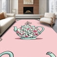 thumbnail image 1 of ODIKA 5'x7' Machine Washable Non-Slip Area Rug, Rustic Teapot Hook Canvas High Traffic Rug, Pink, 647365, 1 of 7
