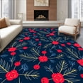 thumbnail image 1 of ODIKA 5'x7' Machine Washable Non-Slip Area Rug, Rustic Winter Berries and Evergreen Sprigs Patterned Trio High Traffic Rug with Pad, Red, 731636, 1 of 8