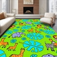 thumbnail image 1 of ODIKA 5'x7' Machine Washable Non-Slip Area Rug, Safari Adventure Cartoon Animal Play with Jungle Creatures High Traffic Rug with Pad, Green, 685012, 1 of 8
