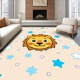 thumbnail image 1 of ODIKA 5'x7' Machine Washable Non-Slip Area Rug, Safari Animal Character Featuring Smiling Lion and Accents High Traffic Rug with Pad, Beige, 720307, 1 of 8