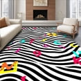 thumbnail image 1 of ODIKA 5'x7' Machine Washable Non-Slip Area Rug, Safari Zebra Striped Educational Learning with Letters Numbers High Traffic Rug with Pad, Black, 697505, 1 of 8