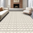 thumbnail image 1 of ODIKA 5'x7' Machine Washable Non-Slip Area Rug, Scandinavian Minimalist Basketweave Artisan Creation High Traffic Rug with Pad, Ivory, 600878, 1 of 8