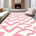 thumbnail image 1 of ODIKA 5'x7' Machine Washable Non-Slip Area Rug, Scandinavian Pastel Wave with Minimalist Interlocking Lines High Traffic Rug, Pink, 590598, 1 of 7