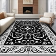 thumbnail image 1 of ODIKA 5'x7' Machine Washable Non-Slip Area Rug, Scrollwork With Delicate Interwoven High Traffic Rug, Black, 545623, 1 of 7