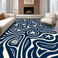 thumbnail image 1 of ODIKA 5'x7' Machine Washable Non-Slip Area Rug, Seashell Starfish Motif with Ocean Current Swirls High Traffic Rug with Pad, Blue, 550240, 1 of 8
