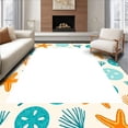 thumbnail image 1 of ODIKA 5'x7' Machine Washable Non-Slip Area Rug, Seashell Starfish Nautical Design High Traffic Rug, Orange, 701903, 1 of 7
