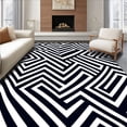 thumbnail image 1 of ODIKA 5'x7' Machine Washable Non-Slip Area Rug, Seaside Herringbone Zigzag Portable High Traffic Rug with Pad, Black, 701240, 1 of 8