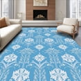 thumbnail image 1 of ODIKA 5'x7' Machine Washable Non-Slip Area Rug, Semicircular Snowflake Motif Anti Slip Half Round Floor High Traffic Rug with Pad, Blue, 617796, 1 of 8