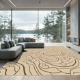 thumbnail image 1 of ODIKA 5'x7' Machine Washable Non-Slip Area Rug, Serpentine Boho Patterned with Interlocking Curved Motifs High Traffic Rug with Pad, Beige, 903104, 1 of 8