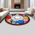 thumbnail image 1 of ODIKA 5'x7' Machine Washable Non-Slip Area Rug, Smiling Billiard Balls Circular Formation High Traffic Rug, Brown, 841083, 1 of 7