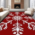 thumbnail image 1 of ODIKA 5'x7' Machine Washable Non-Slip Area Rug, Snowflake Burst Winter Holiday Decorative High Traffic Rug with Pad, Red, 611415, 1 of 8