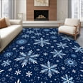 thumbnail image 1 of ODIKA 5'x7' Machine Washable Non-Slip Area Rug, Snowflake Cascade Design Winter Celebration High Traffic Rug with Pad, Blue, 732226, 1 of 8