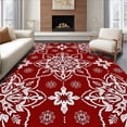 thumbnail image 1 of ODIKA 5'x7' Machine Washable Non-Slip Area Rug, Snowflake Doormat Holiday Entrance Festive Winter High Traffic Rug, Red, 642022, 1 of 7