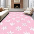 thumbnail image 1 of ODIKA 5'x7' Machine Washable Non-Slip Area Rug, Snowflake Festive Tree Base Decoration Elegant Holiday Celebration High Traffic Rug, Pink, 630688, 1 of 5
