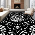 thumbnail image 1 of ODIKA 5'x7' Machine Washable Non-Slip Area Rug, Snowflake Latch Hook Kit with Pre Printed Canvas Holiday Design High Traffic Rug, Black, 647366, 1 of 7