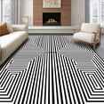 thumbnail image 1 of ODIKA 5'x7' Machine Washable Non-Slip Area Rug, Sophisticated Tuxedo Inspired Lined Artisan Crafted High Traffic Rug with Pad, Black, 461464, 1 of 8