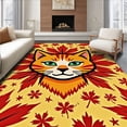 thumbnail image 1 of ODIKA 5'x7' Machine Washable Non-Slip Area Rug, Spooky Cat Portrait Embroidery Hook Kit Halloween Themed Crochet Project High Traffic Rug, Yellow, 650109, 1 of 5