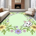 thumbnail image 1 of ODIKA 5'x7' Machine Washable Non-Slip Area Rug, Spring Blossom Puppy Embroidery Kit with Decorative Flower Border Motifs High Traffic Rug with Pad, Yellow, 635953, 1 of 8