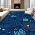 thumbnail image 1 of ODIKA 5'x7' Machine Washable Non-Slip Area Rug, Starry Shell Nautical Motif with Swirls High Traffic Rug with Pad, Blue, 702450, 1 of 8