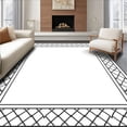 thumbnail image 1 of ODIKA 5'x7' Machine Washable Non-Slip Area Rug, Stylish Interwoven Trellis Sophisticated Border Transitional Design High Traffic Rug with Pad, Black, 585601, 1 of 8