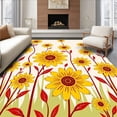 thumbnail image 1 of ODIKA 5'x7' Machine Washable Non-Slip Area Rug, Summer Field Blossoms Enchanting Sunshine Meadow Wonderland High Traffic Rug with Pad, Yellow, 511474, 1 of 8