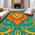 thumbnail image 1 of ODIKA 5'x7' Machine Washable Non-Slip Area Rug, Sunburst Mane Lion Alphabet Carnival Interlocking Fantasy High Traffic Rug, Orange, 690109, 1 of 7