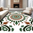 thumbnail image 1 of ODIKA 5'x7' Machine Washable Non-Slip Area Rug, Sunburst with Stylized Blossoms and Interlocking Motifs High Traffic Rug, White, 546538, 1 of 7