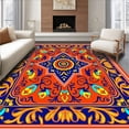 thumbnail image 1 of ODIKA 5'x7' Machine Washable Non-Slip Area Rug, Sunspire Interlocking Medallion with Botanical Motifs High Traffic Rug with Pad, Orange, 472542, 1 of 8