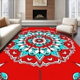 thumbnail image 1 of ODIKA 5'x7' Machine Washable Non-Slip Area Rug, Symmetrical Lotus Petal Design Ornamental High Traffic Rug with Pad, Red, 708003, 1 of 8