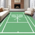 thumbnail image 1 of ODIKA 5'x7' Machine Washable Non-Slip Area Rug, Tennis Court Crossed Rackets High Traffic Rug, Green, 841147, 1 of 7