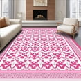 thumbnail image 1 of ODIKA 5'x7' Machine Washable Non-Slip Area Rug, Tile Inspired Padded Comfort Floor Cover High Traffic Rug with Pad, Pink, 597611, 1 of 8