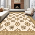 thumbnail image 1 of ODIKA 5'x7' Machine Washable Non-Slip Area Rug, Tile Inspired Quatrefoil Medallion Ornamental Floor Covering High Traffic Rug with Pad, Beige, 597656, 1 of 8