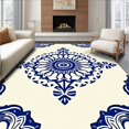 thumbnail image 1 of ODIKA 5'x7' Machine Washable Non-Slip Area Rug, Traditional Motif with Intricate Botanical High Traffic Rug with Pad, Blue, 660722, 1 of 8