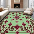 thumbnail image 1 of ODIKA 5'x7' Machine Washable Non-Slip Area Rug, Traditional Symphony Decorative Artistic Wonder High Traffic Rug with Pad, Green, 541224, 1 of 8