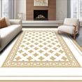 thumbnail image 1 of ODIKA 5'x7' Machine Washable Non-Slip Area Rug, Transitional Lattice Bordered Sophisticated Trellis Motif High Traffic Rug, Beige, 585753, 1 of 7