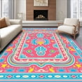 thumbnail image 1 of ODIKA 5'x7' Machine Washable Non-Slip Area Rug, Treasures Nautical Vintage Mediterranean Seaside High Traffic Rug with Pad, Pink, 703806, 1 of 8