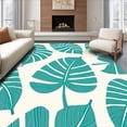 thumbnail image 1 of ODIKA 5'x7' Machine Washable Non-Slip Area Rug, Tropical Leaf Expedition Blanket With Innovative Dirt Resistant High Traffic Rug with Pad, Blue, 707404, 1 of 8