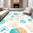 thumbnail image 1 of ODIKA 5'x7' Machine Washable Non-Slip Area Rug, Tropical Wave Seashell Mosaic Ocean Design Bath High Traffic Rug with Pad, Beige, 702893, 1 of 8