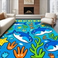 thumbnail image 1 of ODIKA 5'x7' Machine Washable Non-Slip Area Rug, Undersea Alphabet Explorer Rectangular Activity Surface High Traffic Rug, Blue, 688929, 1 of 5