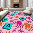 thumbnail image 1 of ODIKA 5'x7' Machine Washable Non-Slip Area Rug, Underwater ABC Expedition with Interactive Sea Life Illustrations High Traffic Rug with Pad, Pink, 697380, 1 of 8