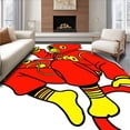 thumbnail image 1 of ODIKA 5'x7' Machine Washable Non-Slip Area Rug, Urban Culture Mascot Plush Decoration For Trendy Enthusiasts High Traffic Rug with Pad, Red, 700632, 1 of 8