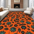 thumbnail image 1 of ODIKA 5'x7' Machine Washable Non-Slip Area Rug, Urban Jungle Mosaic with Interlocking Leaf and Modern Grid Motifs High Traffic Rug, Orange, 718397, 1 of 7